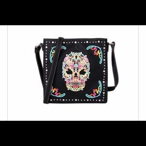 SugarSkull handbag. Cross body strap